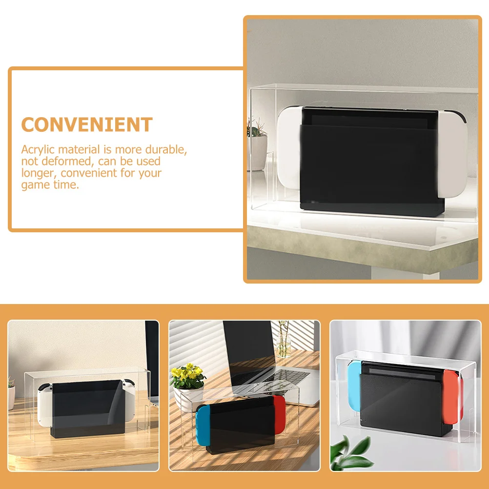 

Clear Acrylic Game Console Protection Box Anti-Dust Transparent Storage Case for Controller Organizer with Wire Access