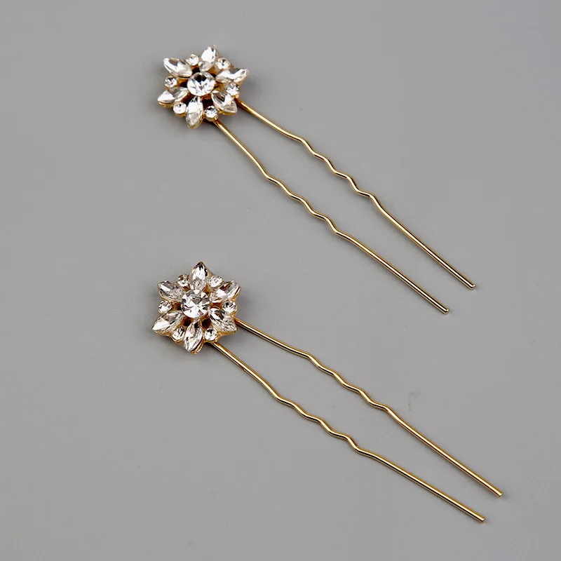 Bridal Rhinestone Hairpin Crown Tiara Wedding Hair Plug Accessories Wedding Jewelry Bride Hairpin Comb Fork