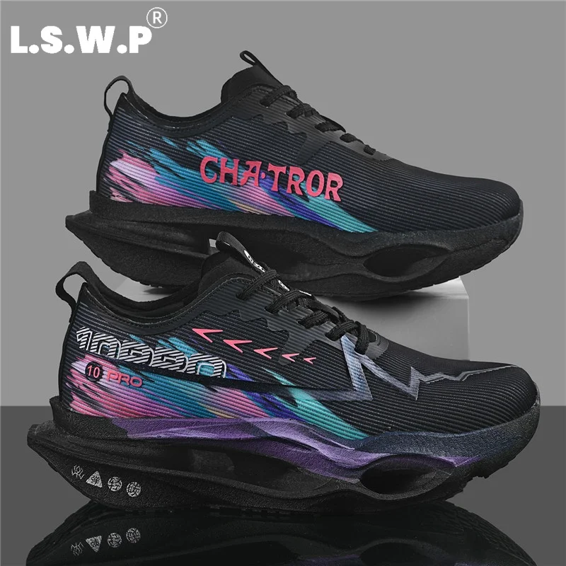 Men's Casual Sports Shoes, Hollow-Out Racing Running Shoes, Trendy Graffiti-Style Mesh Running Shoes, High-Elastic Shock-Absorbing Thick-Soled Sports Shoes, Non-Slip and Wear-Resistant Marathon Race Shoes, Student Daily Travel Outdoor Fitness Shoes, Multi-Color Trendy Shoes for Couples - view 2