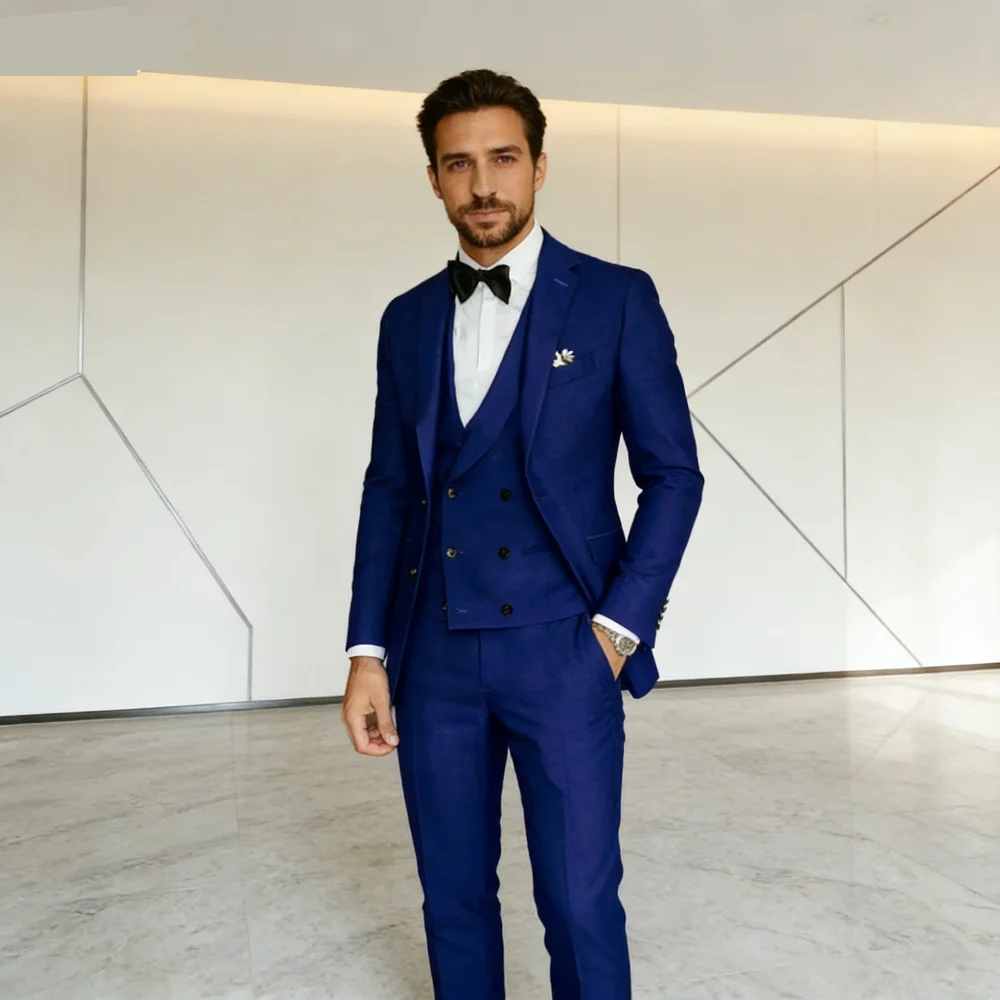 

Elegant Ternos Masculinos 3-Piece Smoking Set with Notched Lapel Blazer Vest And Pants Formal Ensemble Men's Suit