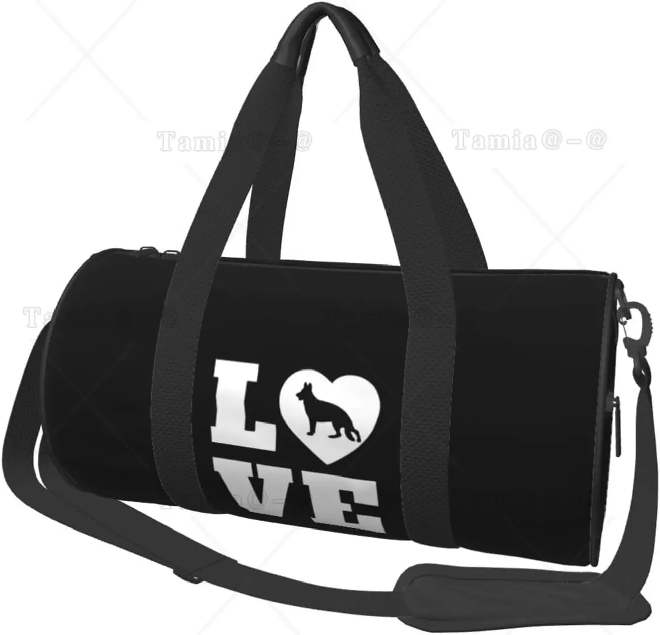 Love German Shepherd Dog Luggage Bags Round Large Capacity Foldable Duffel Bag
