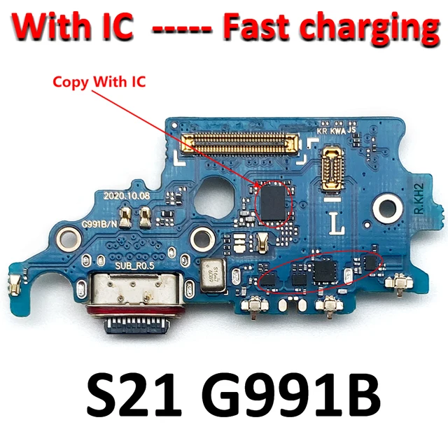 Złącze ładowania USB, port ładowania, mikrofon, główna taśma WIFI LCD Flex, zamiennik do Samsung S21 G991B / G991N, szybkie ładowanie