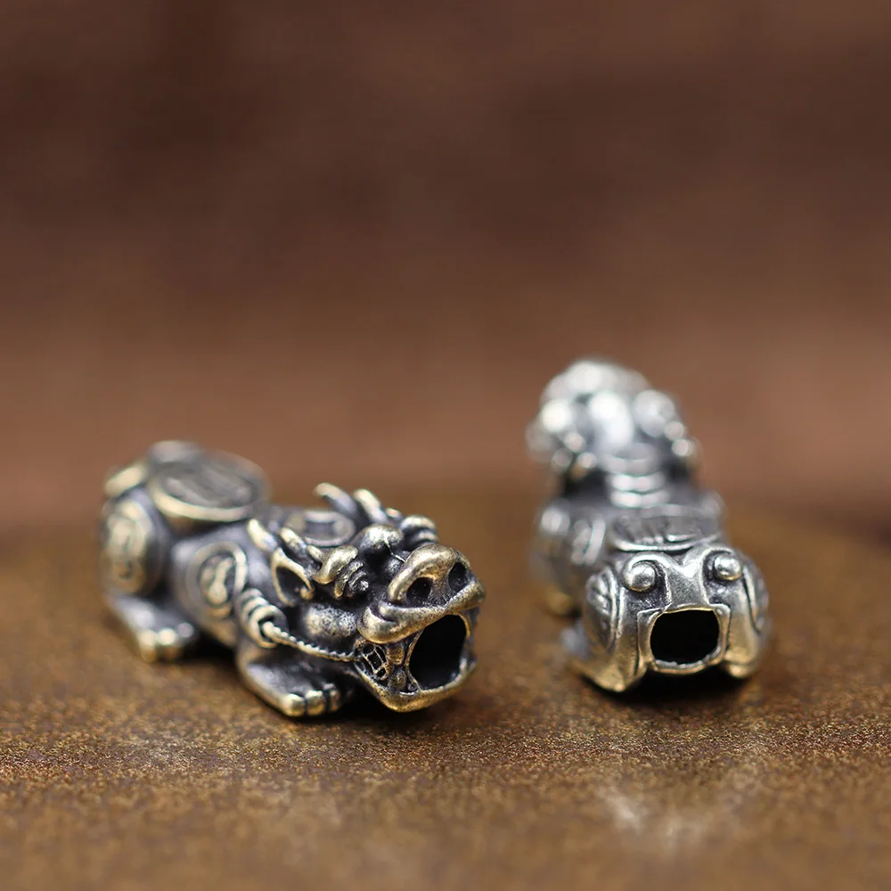 Lucky Beast Pixiu Brass Paracord Bead EDC DIY Umbrella Rope Woven Bracelet Lanyard Pendant Accessory Outdoor Tool Hanging Charms