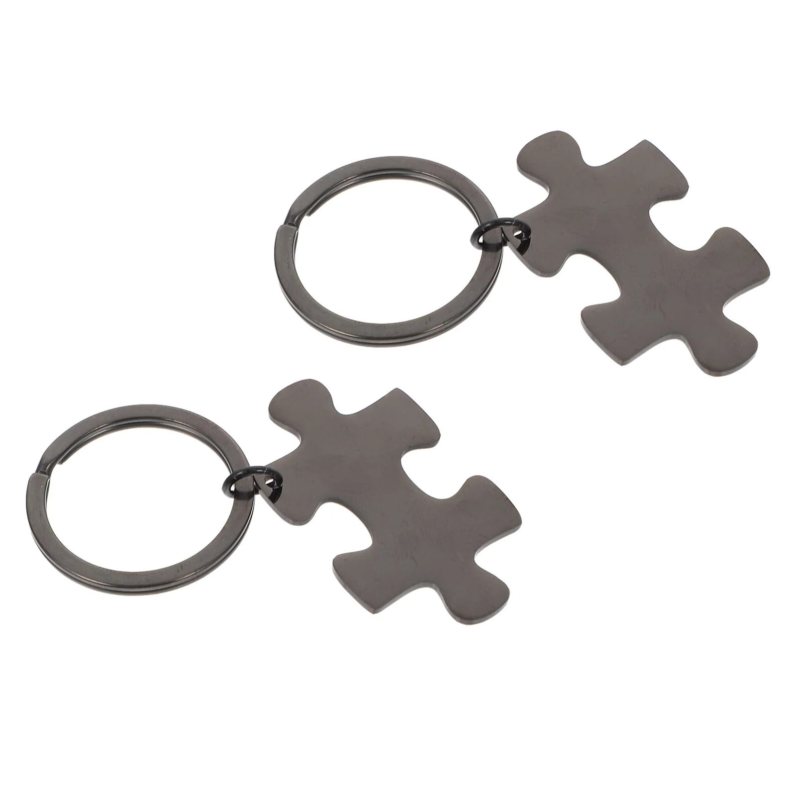 

2 Pcs Couple Keychain Pendants Gift Creative Key-chains Puzzle Stainless Steel Holders Valentine Rings