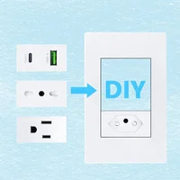 Panel de PC estándar de la UE de EE. UU., italiano, Chilo, brasileño, función de Combinación libre, llave USB tipo C, enchufe de interruptor DIY, 118mm x 75mm, blanco
