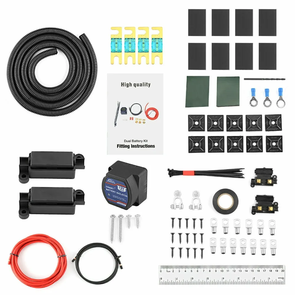 12V 3mtr Split Charge Relay Kit 140Amp Voltage Sense Durite Relay + 70amp Cable