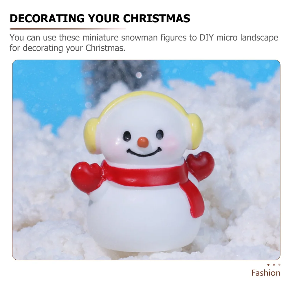 6 pçs resina em miniatura boneco de neve decoração de natal durável pequena estátua para desktop decoração casa boneco de neve estatueta