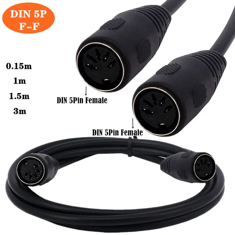 DIN Large 5Pin To DIN Large 5Pin MIDI Female To Female Adapter Extension MIDI Keyboard Connection Sound Card Cable