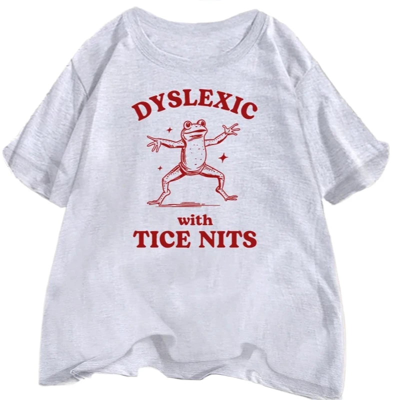 เสื้อยืดผู้หญิงลายกราฟิกตลกๆ ลายกบ ตลกขำขัน แนวมีม แขนสั้น สไตล์ฮาราจูกุ เสื้อผ้าผู้หญิงแนวสตรีท