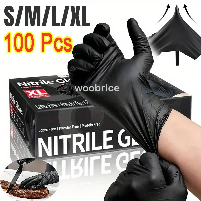 Disposable Black Nitrile Gloves Latex Free Waterproof Kitchen Gloves Durable Suitable for Food Processing Beauty SalonFamily