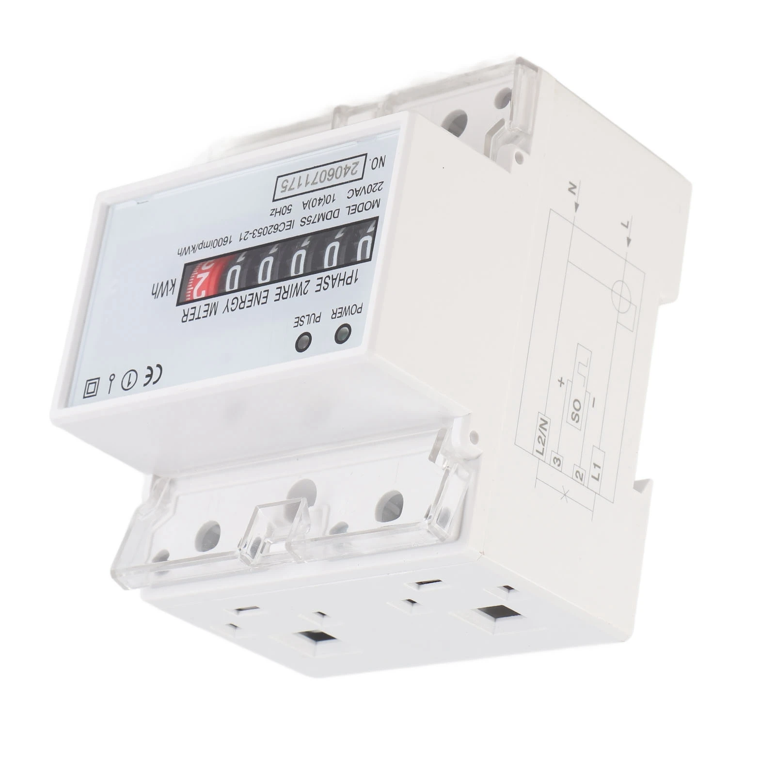 KWh Meter Single Phase 4P LED Din Rail Electricity Power Consumption Wattmeter Energy Mete DDM75S 10‑40A Electronic KWh Meter