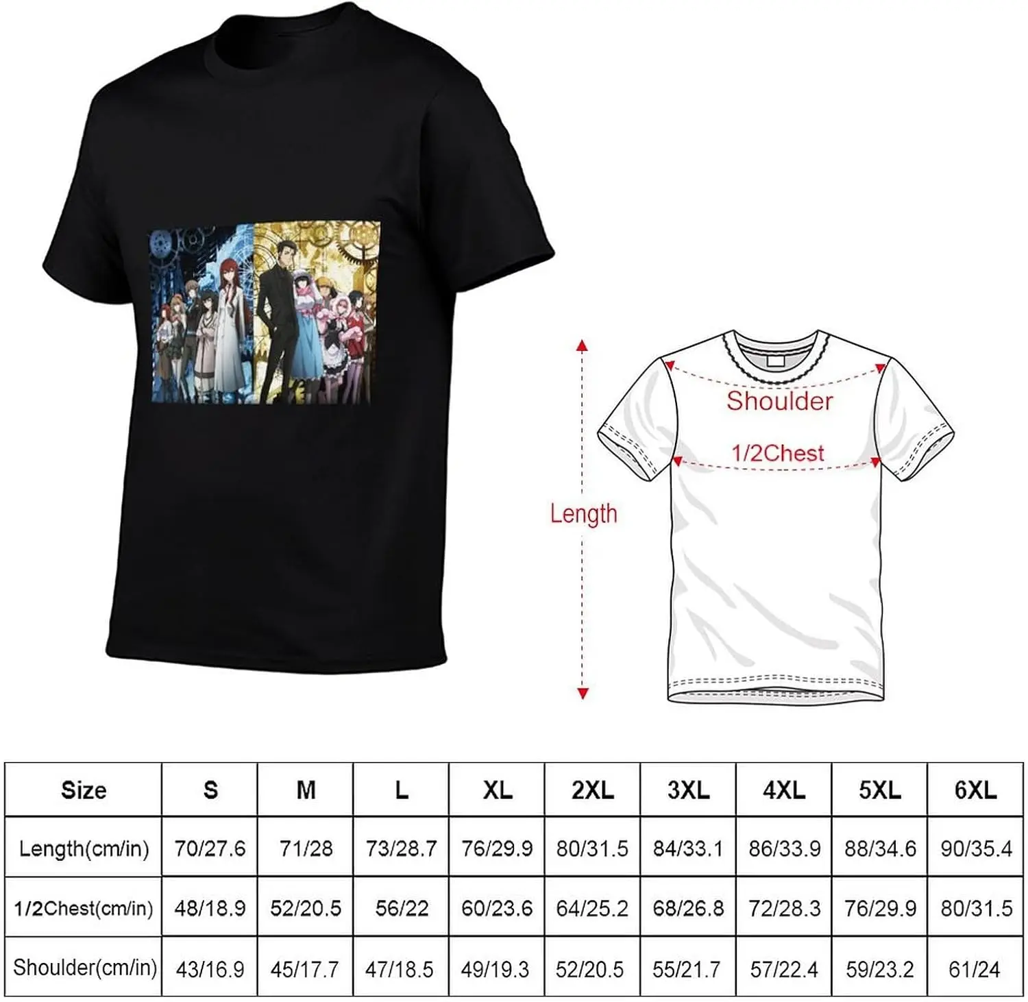 Anime Steins Gate T Shirt Mens Summer Print Crew Neck Tee Classic Short Sleeve Tops