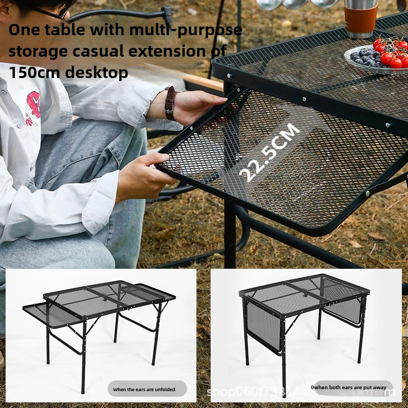 Mesa plegable para acampar al aire libre, aleación de aluminio, área grande, portátil, almacenamiento para Picnic, barbacoa, mesa de comedor