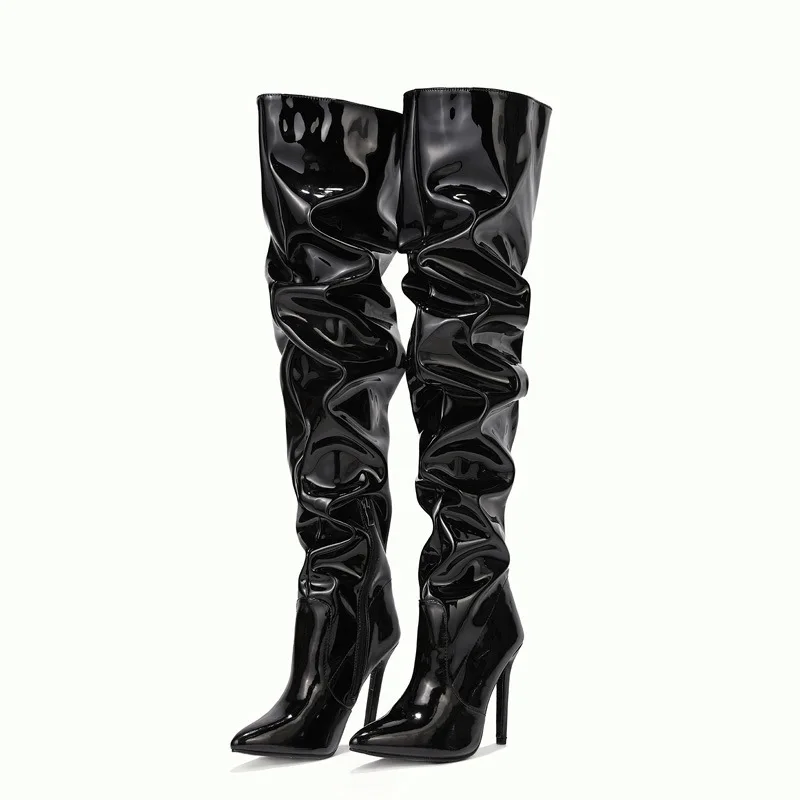 

Dropshipping Sexy Nightclub Ladies Boots Over Knee Boots Women's Slender Leg Elastic High Heel Pointed Zipper Long Boot Party