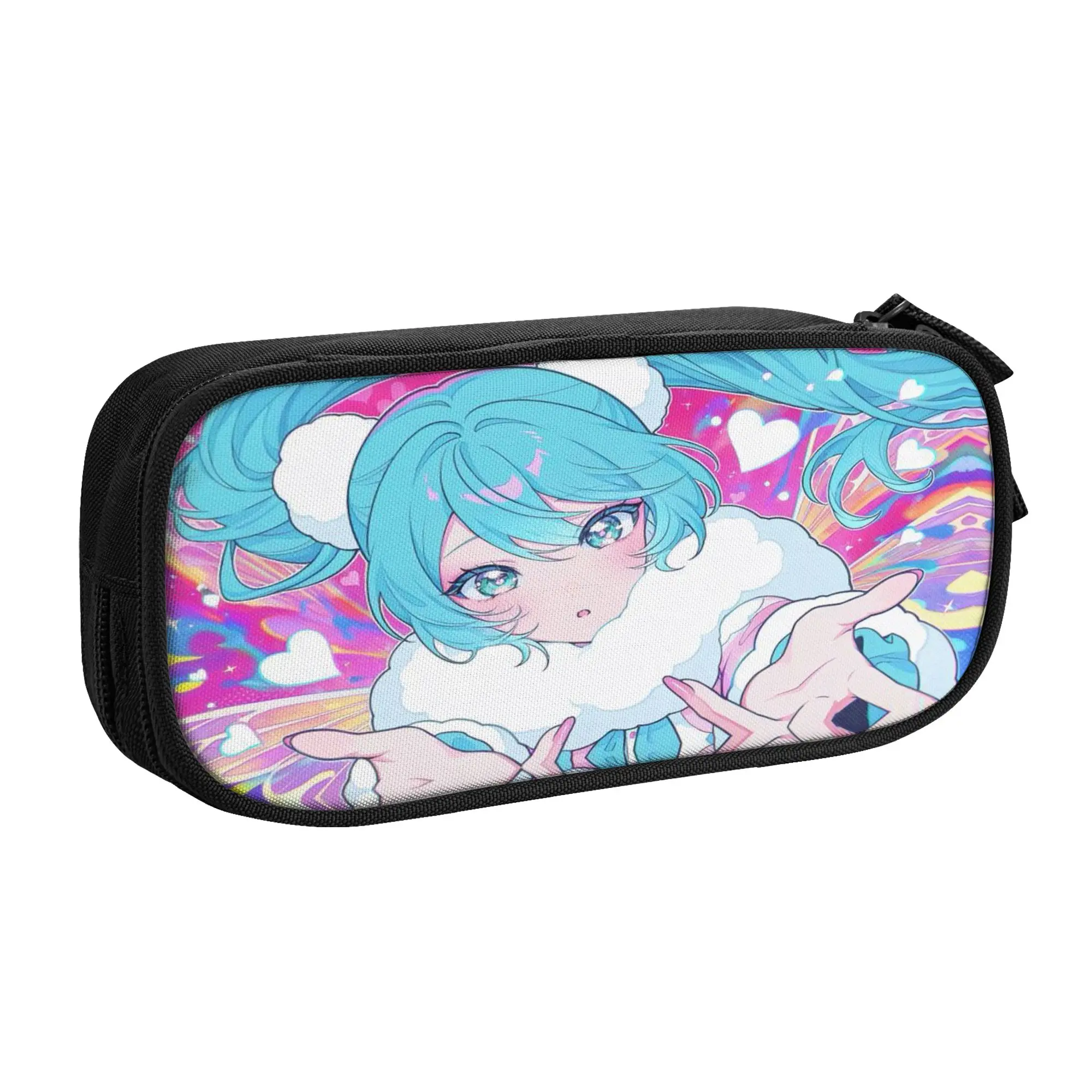 

Hatsunes Mikus Merch Glasses Case for Girls Travel Zipper Sunglasses Storage Box Gift Eye Contacts Case