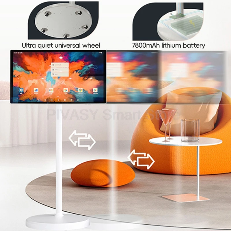 21,5 24-inch touchscreen Smart TV-monitor Mobiele standaard Batterij voor fitness Thuiskantoor Draadloos Casting Audio met vloerstandaard