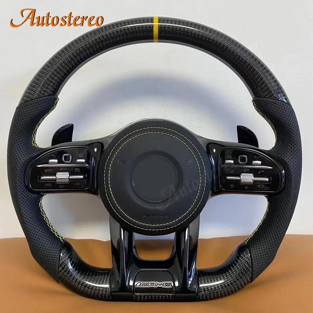 Car Carbon Fiber Steering Wheel Assembly For Mercedes-Benz AMG A/C/E/S Class Player Leather Retrofit Interior Auto Electronic