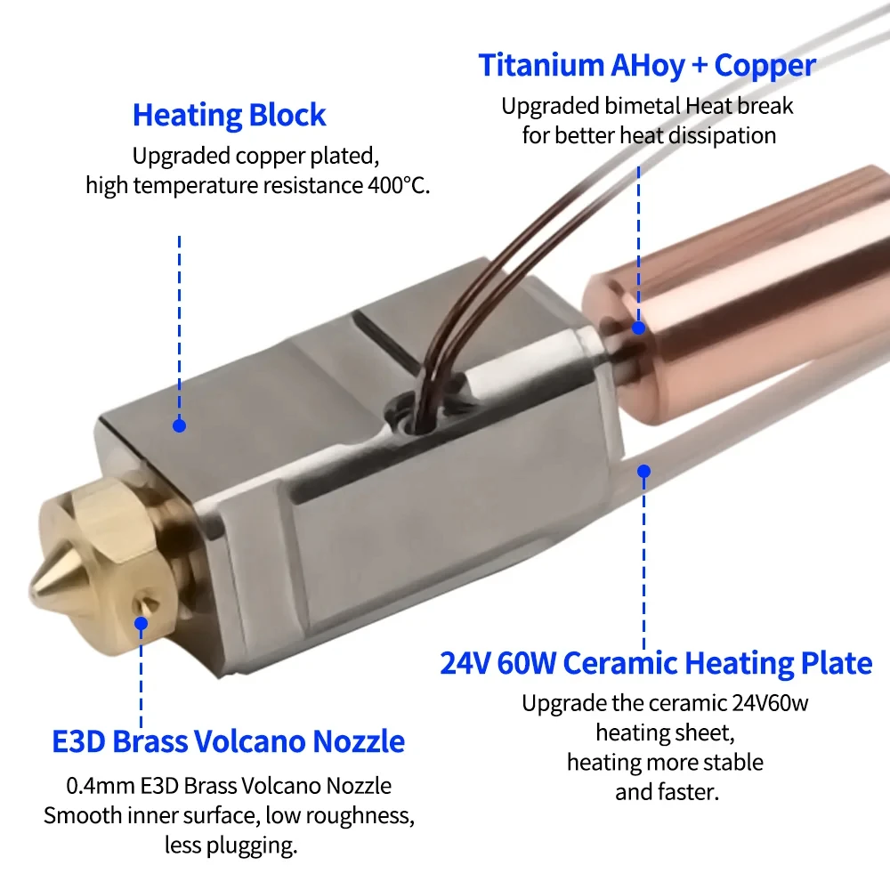 Ulepszony Hotend do drukarek 3D Artillery Sidewinder X1 X2 Genius i Pro, części, w całości metalowa dysza, blok grzewczy, zestawy termistorów — zdjęcie produktu 5