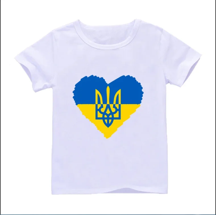 Funny Ukraine Love T Shirt Ukrainian Sunflower Art T-Shirt Harajuku Kids Tshirt  Boys Girls Short Sleeve Tops