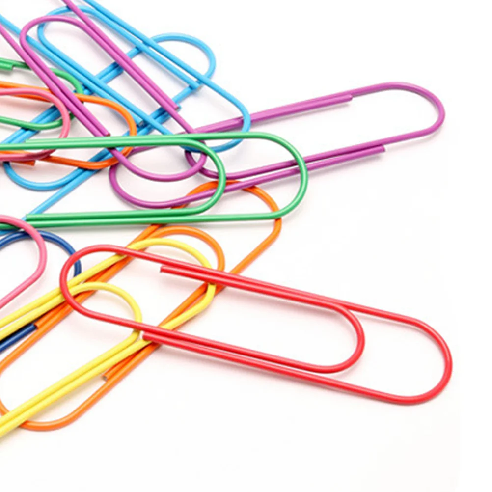 

40pcs Paper Clips Mixed Color 100MM Jumbo Metal-Coated Paper Clip Holder Multicolored Files Sheet Holder for Office School(Rando