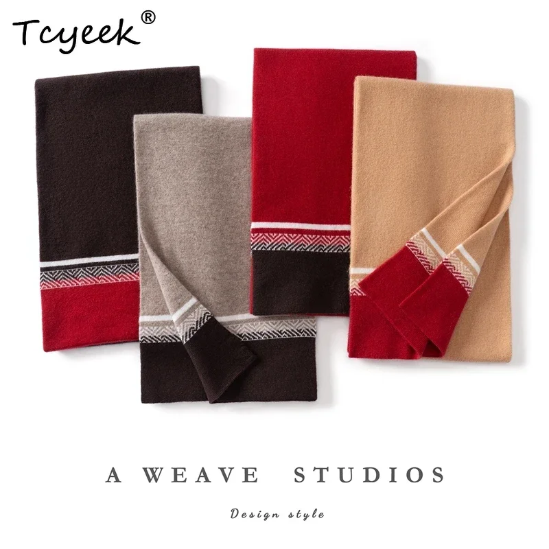 Adult Color Blocked Jacquard Scarf 100% Cashmere Scarf Men Women Shawl Autumn Winter Warm Shawl Mixed-use Wraps Ornament Unisex