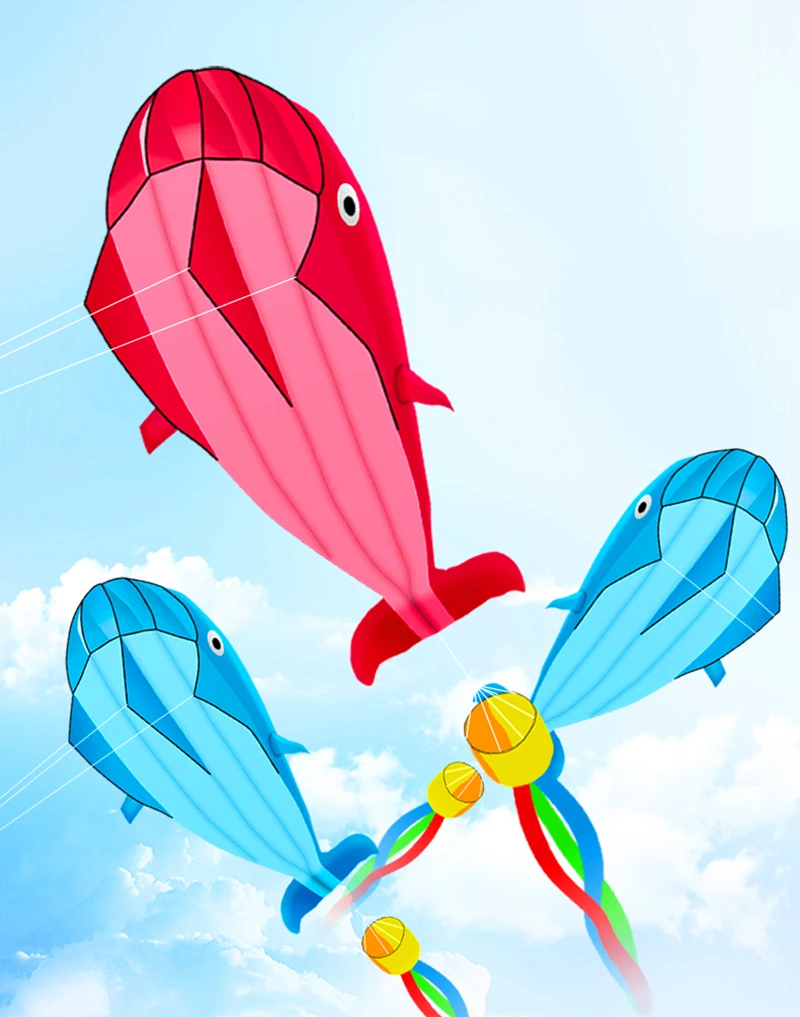 จัดส่งฟรีขนาดใหญ่Kite Dolphin KiteไนลอนKite Line Animated Kites Flying Inflatable Drag Kite Flying Kitesของเล่นสําหรับเด็ก