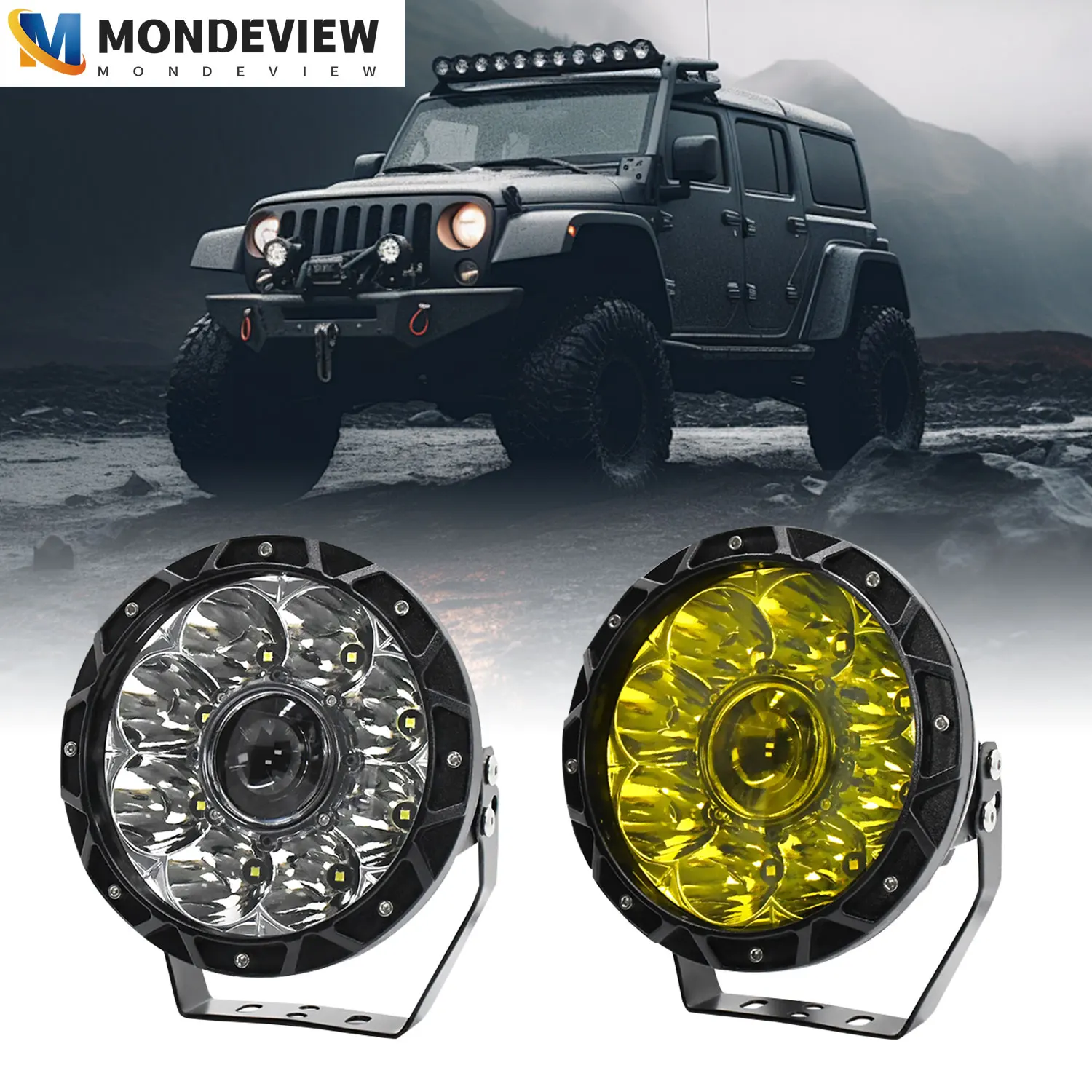 

MONDEVIEW E16 7-inch off-road vehicle work light 6000K 400W 42000LM high brightness car driving light Jeep auxiliary light