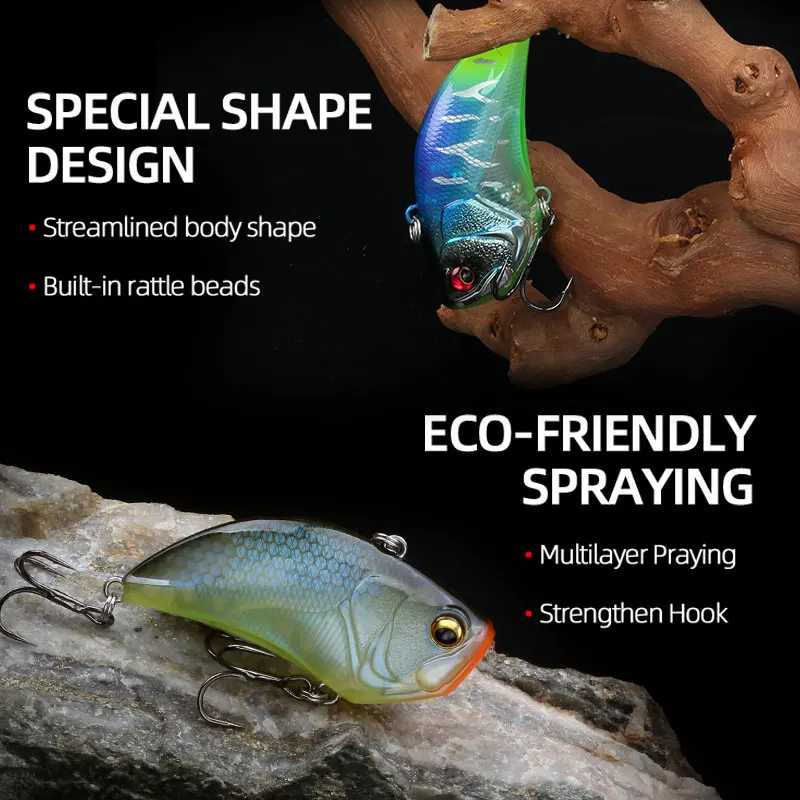 Works mágicos 5 peças por conjunto isca de pesca vibração 60mm 14.6g wobblers iscas artificiais lâmina vibratória poleiro iscas duras enfrentar