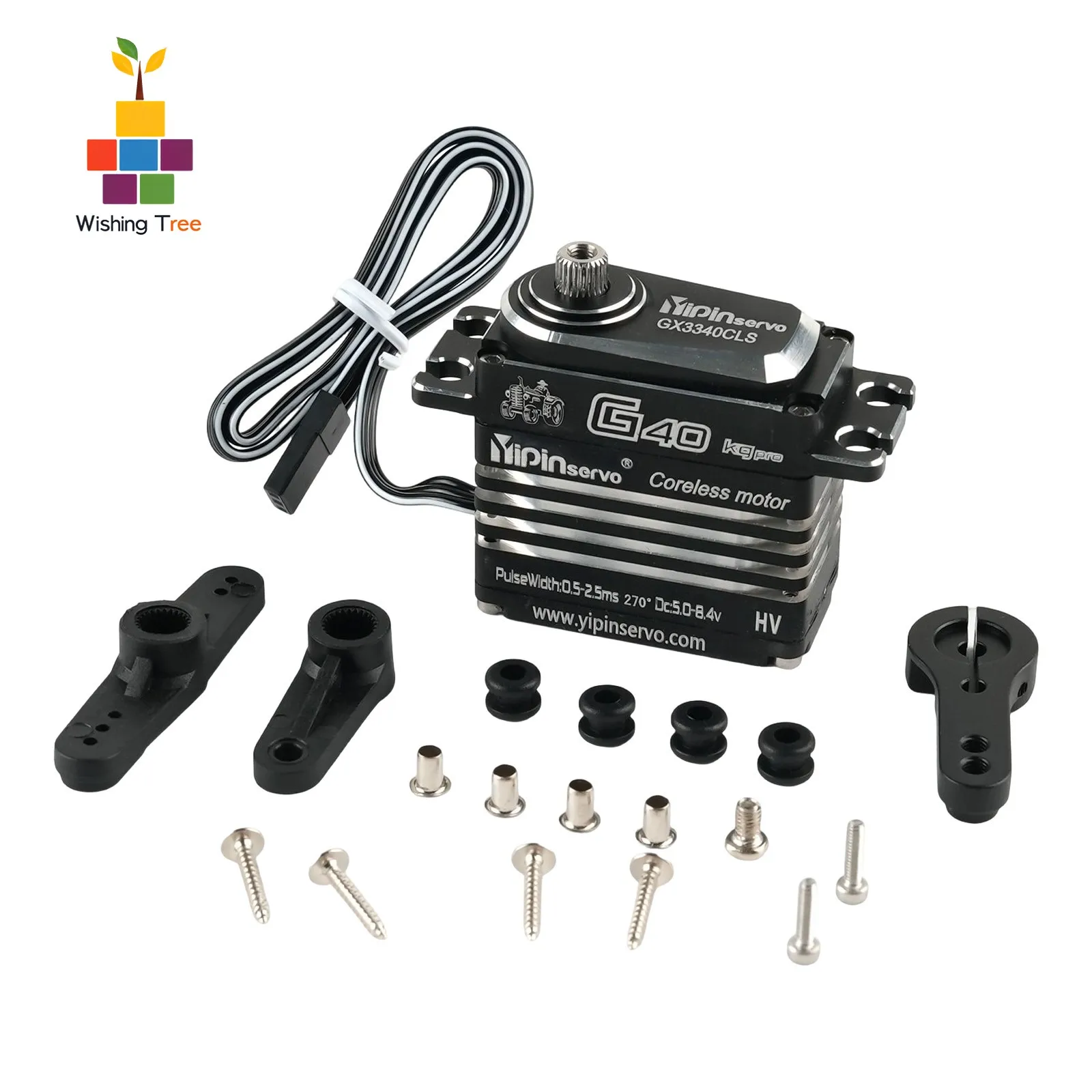 YIPIN 40KG Digital Servo Full Metal Coreless Waterproof CNC Aluminium Shell for 1/8 1/10 RC Car Crawler Robot 270 Degree