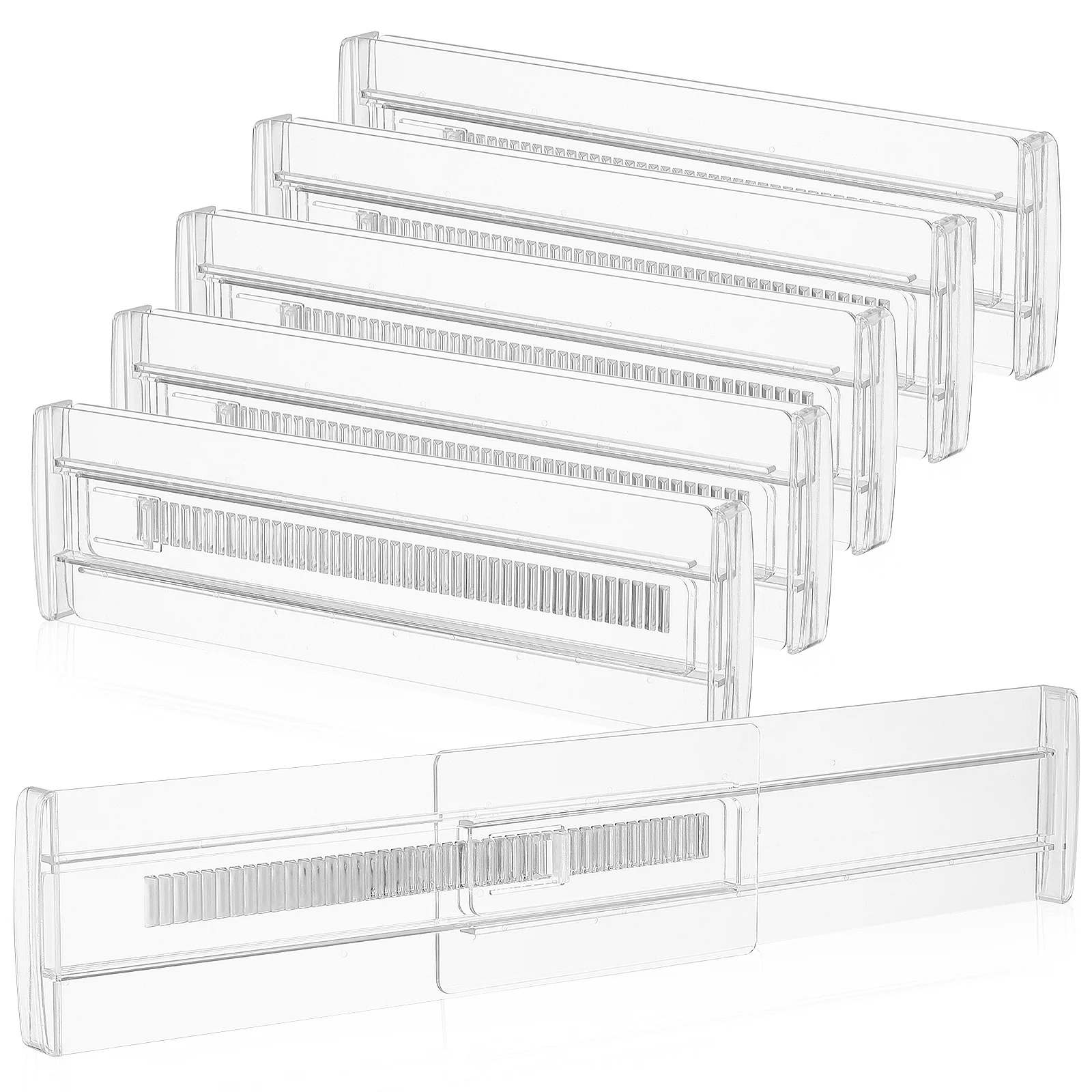 6 pcs Plastic Drawer Dividers Clear Adjustable Expandable Organizer For Kitchen Bedroom Sock Underwear Storage Drawer Divider