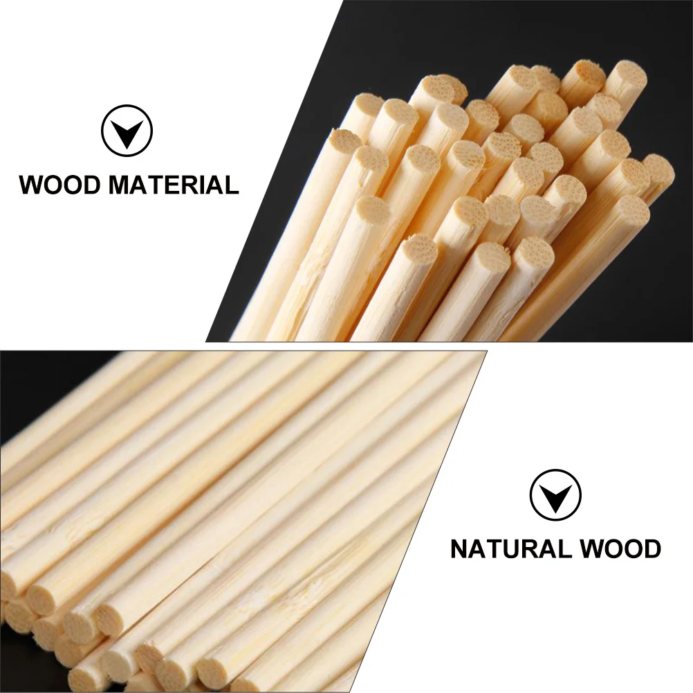 

200pcs Children'S Craft Materials Natural Wood Dowel Rods Sticks Diy Unfinished Wooden Crafting For Kids Handicraft Sewing