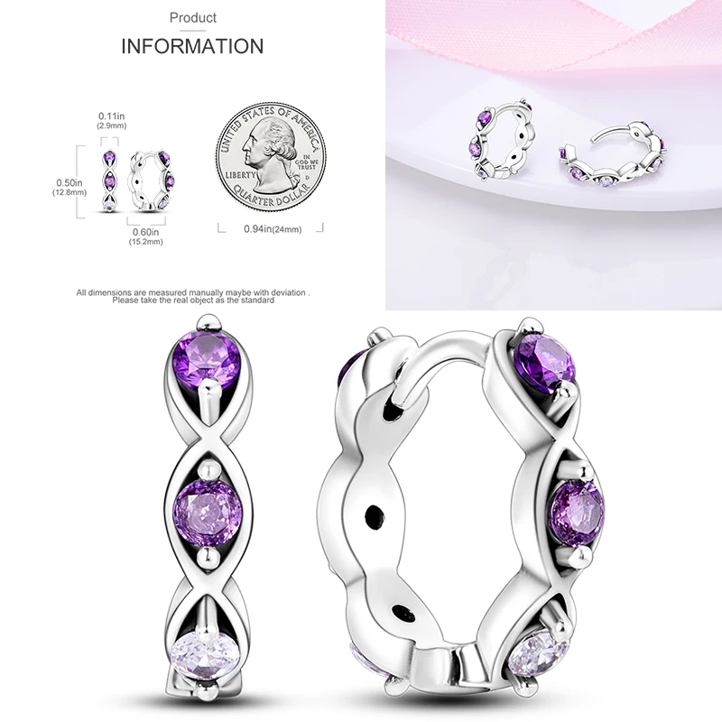 925 Sterling Silber Creolen Schmetterling Regenbogen Blume Tulpe Iris Lila Hängeohrringe Schmuck Geschenk für Frauen Mädchen – Detail 10