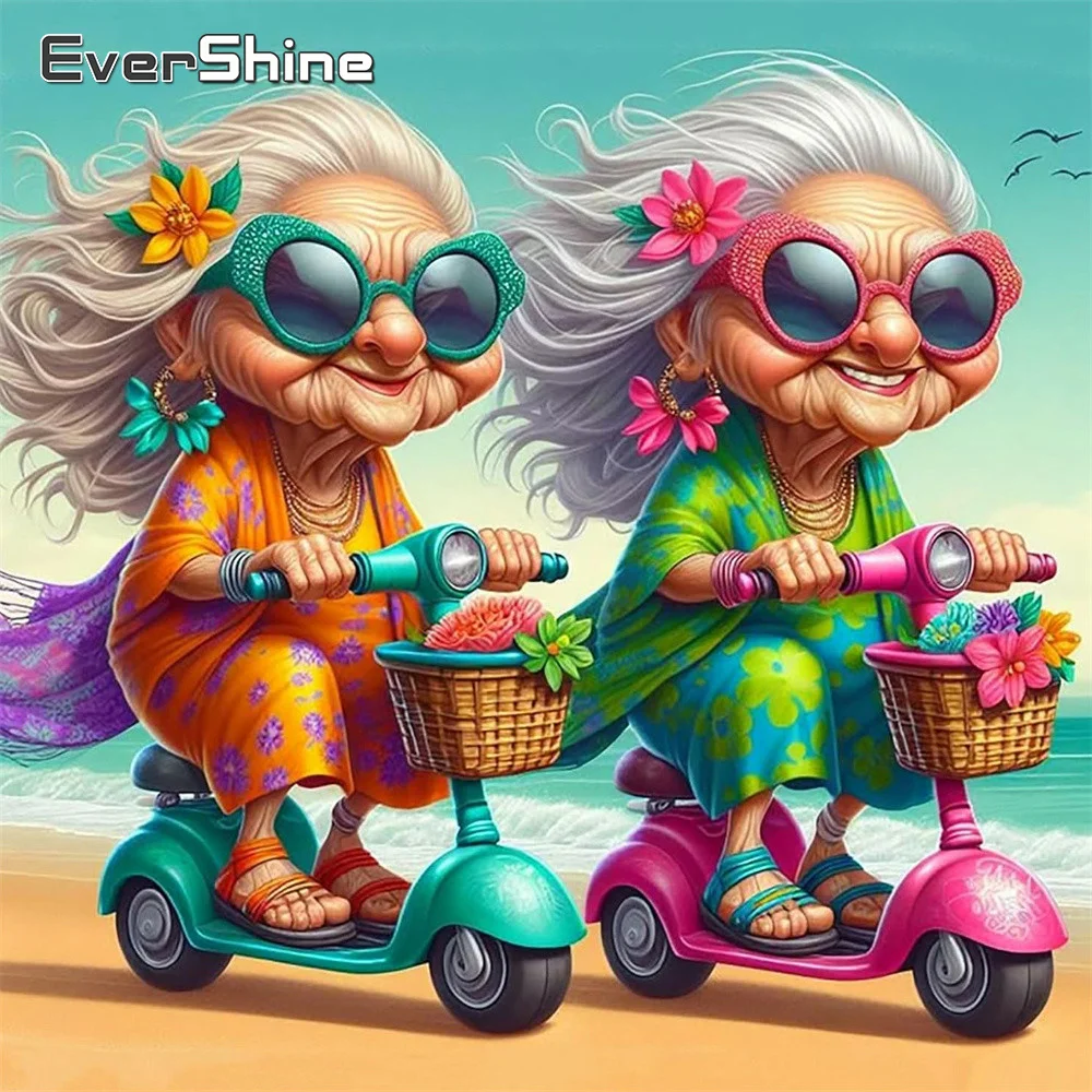 Evershine 5D-Set, Stickerei, Stoff, Porträt, Bild, Handarbeit, Frau, kompletter Kreuzstich, Meer, handgefertigtes Geschenk