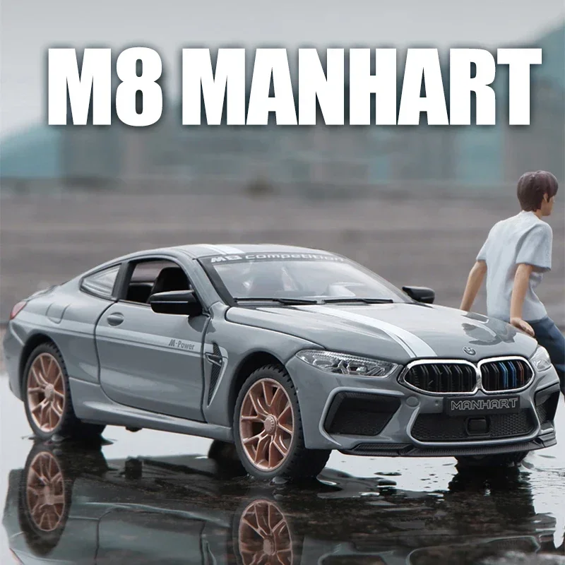 1:24 BMW M8 MH8 800 MANHART Vehicle Alloy Model Car Miniature Collection Diecast Metal Toy  Sound & Light Gift For Boys