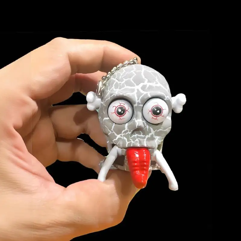 الإبداعية المشي الجمجمة اللعب مضحك حقيبة سلسلة مفاتيح قلادة الأطفال البلاستيك الجمجمة المزحة اللعب هدايا خدعة الهالوين #5
