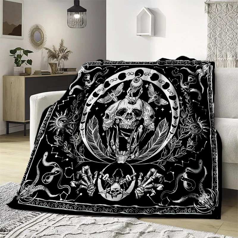 Gothic Skull  throw blanket Ouija Gift Home sheet sofa coverdivination blanket  sun moon moth Sofa bed Black blanket