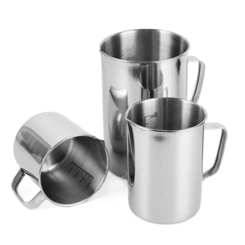 New Stainless Steel Laboratory Beaker Graduated 1000ml Measuring Cups 500ml Espresso Mugs Kitchen Tool