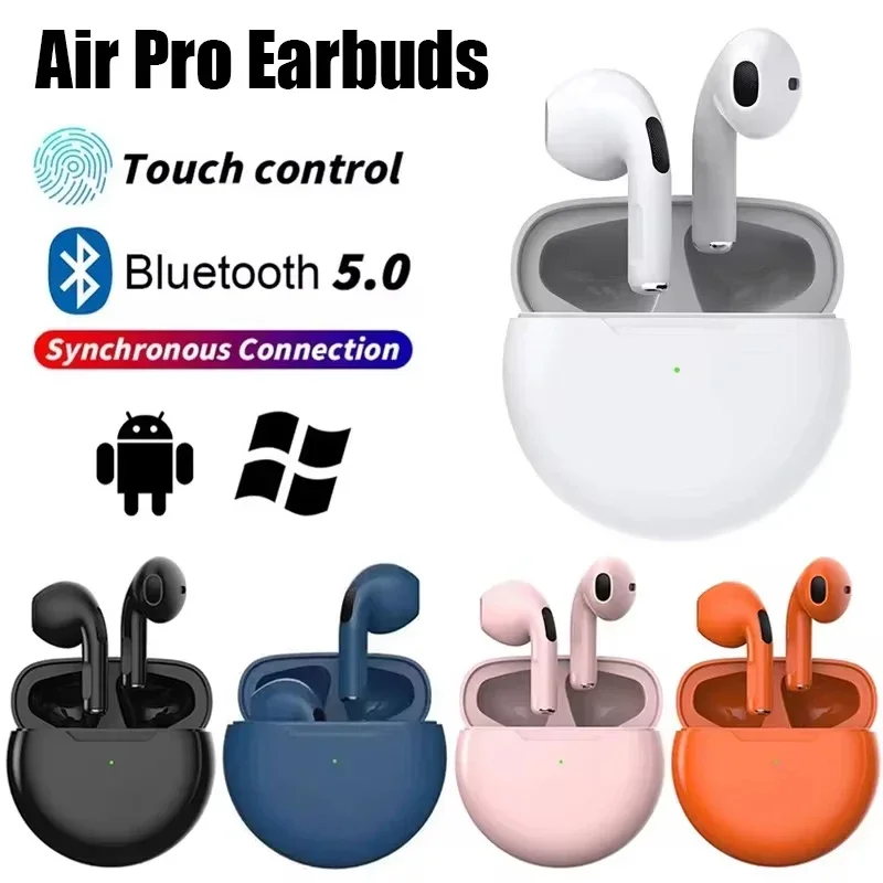 Earphone Bluetooth Headphones with Mic 9D Stereo Hifi Earbuds for Xiaomi Samsung Android TWS Pro 6 Wireless Bluetooth Headset