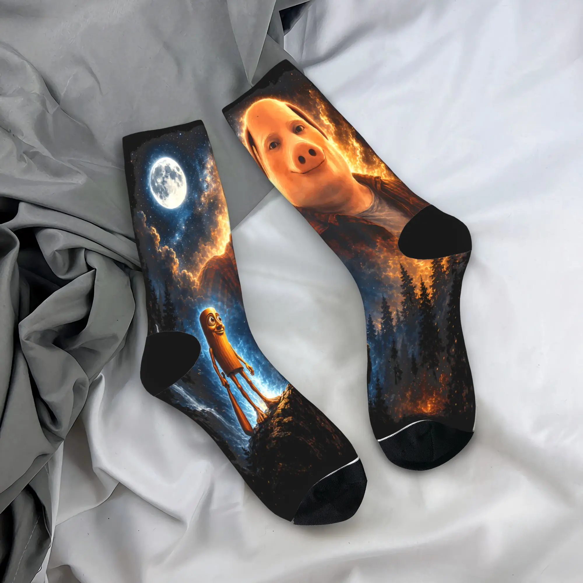 Tung Tung Tung Sahur John Pork Stockings  Kawaii Socks Women Men High Quality Socks Spring Outdoor Sports Design Non Slip Socks