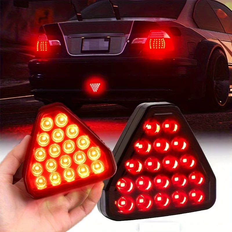 

12 В светодиодный треугольный декоративный светильник для автомобиля, аккумулятор не требуется, креативные автомобильные аксессуары для внешнего стайлинга и предупреждения о безопасности