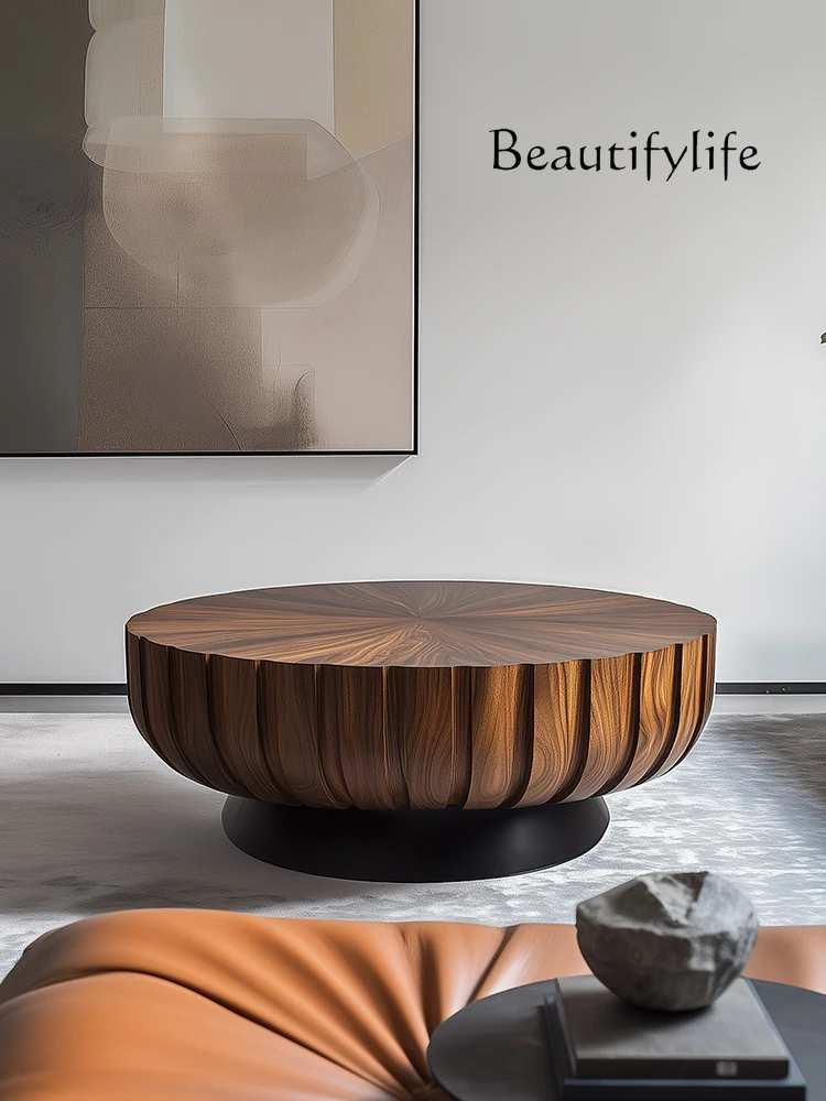 

Minimalist round solid wood coffee table high sense modern living room creative designer art coffee table home