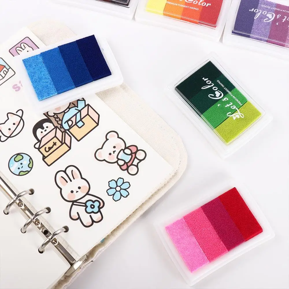 Safety DIY Crafts Hand Account School Office Newborn Footprint Inkpad Gradient Color Ink Pad Rainbow Ink Pad Stamp Oil Based