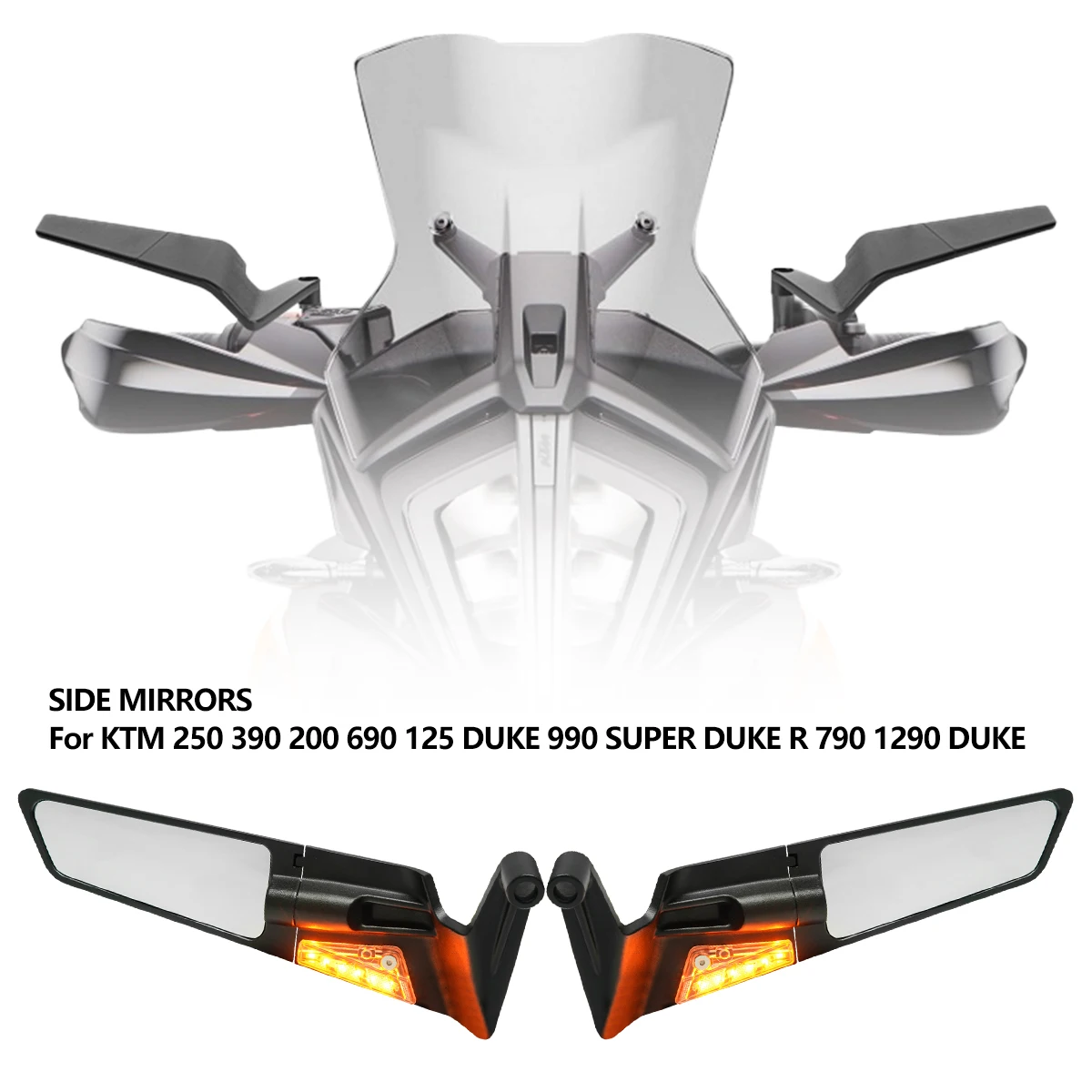 For KTM 250 390 Yamaha MT07 09 DUKE 990 SUPER BMW S1000R Motorcycle Mirrors Stealth Winglets Mirror To Rotate Adjustable Mirrors 