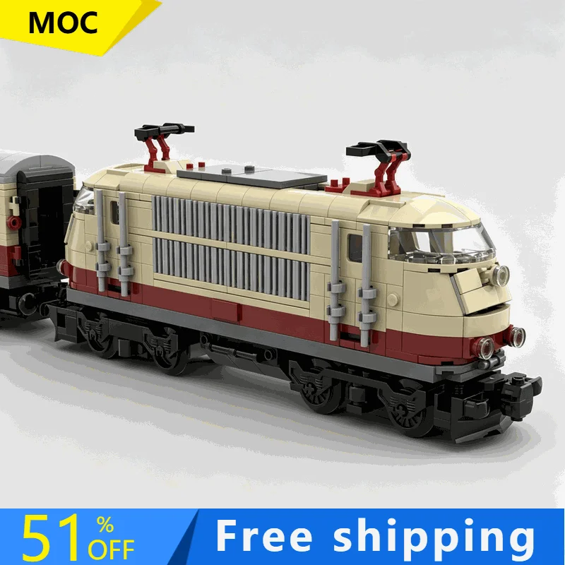 509 PCS BR103 Modify Locomotive 6 Wide Tan Red Building Blocks Model Bricks DIY Assembly Display Collectible Toy Creative Gift