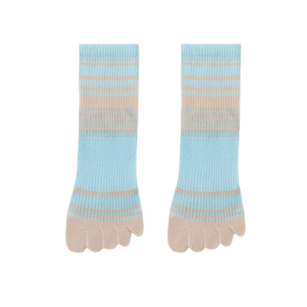 

Fashion Breathable Five Toe Tube Socks Cotton Candy Color Mid-calf Socks Stripe Thin Mesh Split Toe Socks Summer