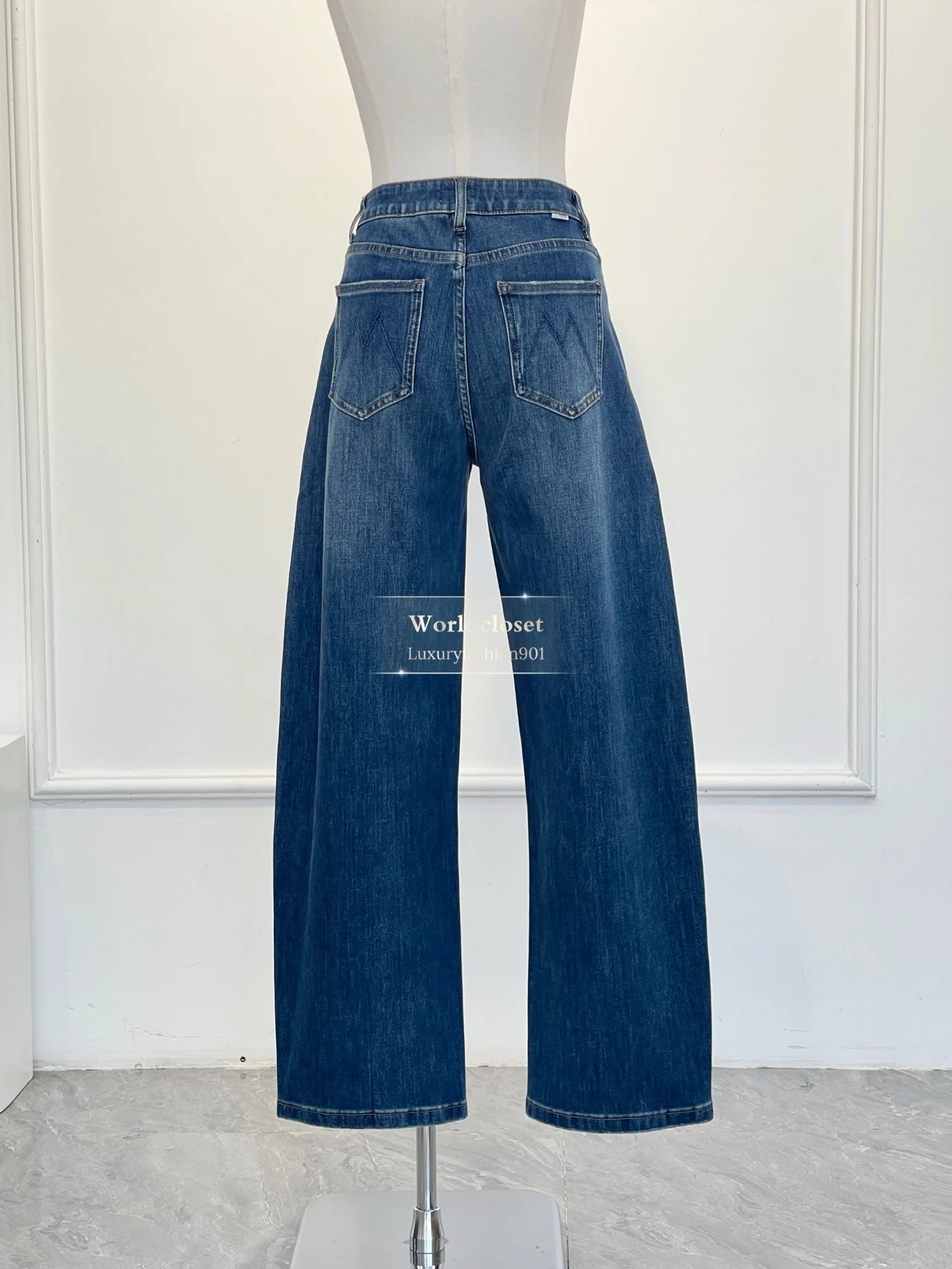 

Black White Blue Denim Jeans Bent Knife Wide Leg Pants 2026