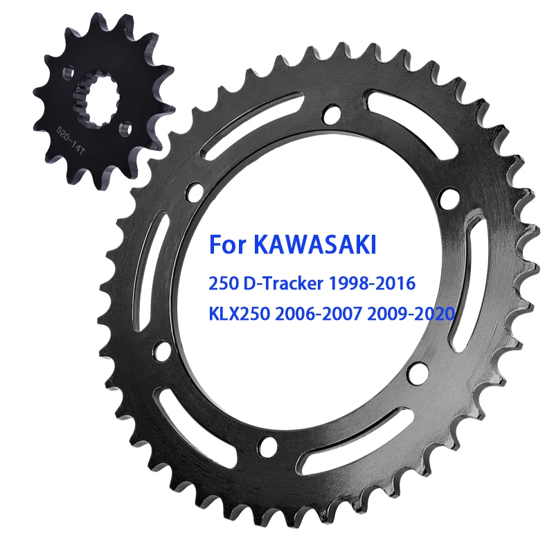 520 سلسلة 14T الجبهة 42T 50T الخلفية ضرس كيت لكاواساكي KLX250 KLX 250 S 2006 2007 2009-2019 2020 250 D-Tracker X 1998-2016 #1