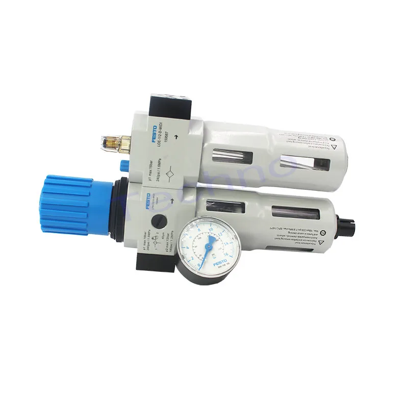 FESTO Bigeminy Filter Regulator FRC-1/4-D-7-MIDI 186503 3/8 1/2 3/4 Automatic/Manual Drainage&Mpa Pressure Gauge0.5-7bar