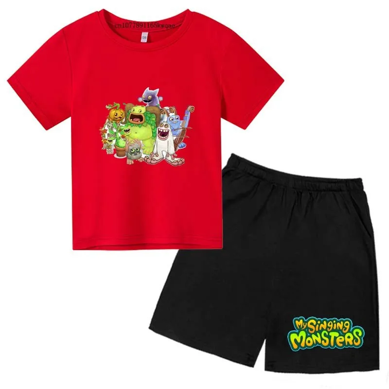 My Singing Monsters Kids Summer Casual 2pcs T-shirts+Pants Suits 3-14 Years Boys Girls Cute Outfits Children Gift Clothes Sets