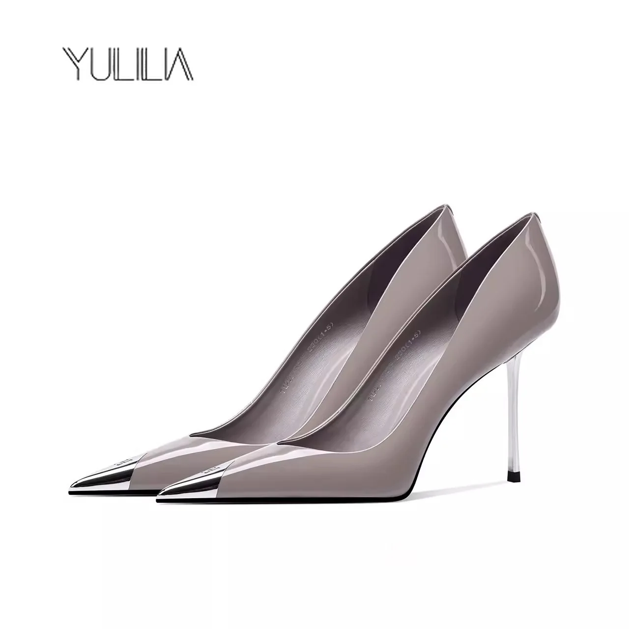 

YULILIA Trendy Sexy Khaki Woman Women's Grey Pointed High Heels High-heeled shoes High Heel Pumps Office Lady Nightclub Girl